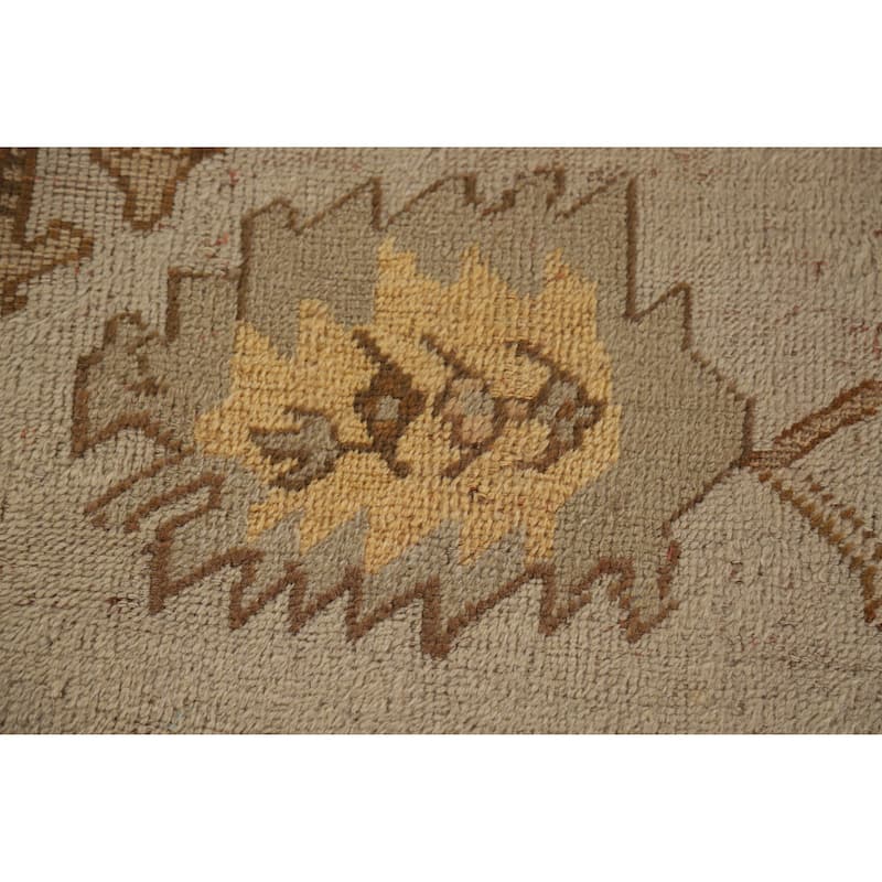 Pre-1900 Antique Vegetable Dye Oushak Turkish Rug Handmade Wool Carpet - 11'10" x 13'6"