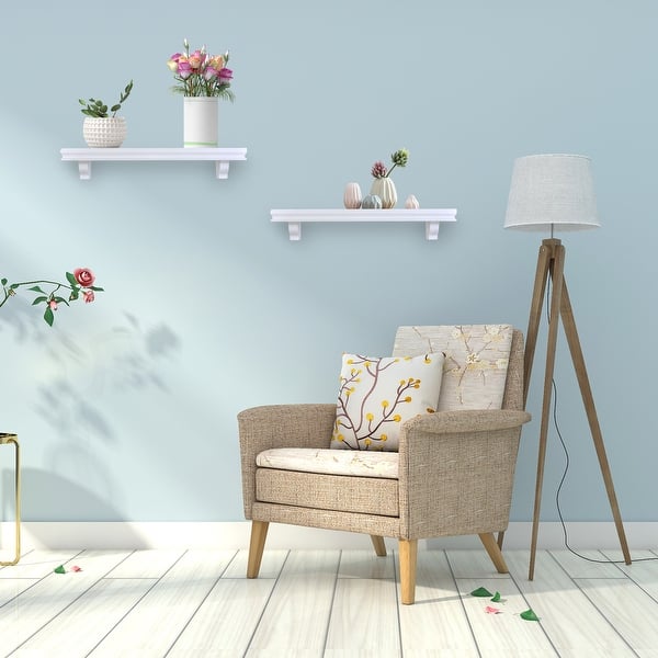 slide 2 of 20, Danya B. 24" Floating Display Ledge Wall Shelves - Set of 2 White