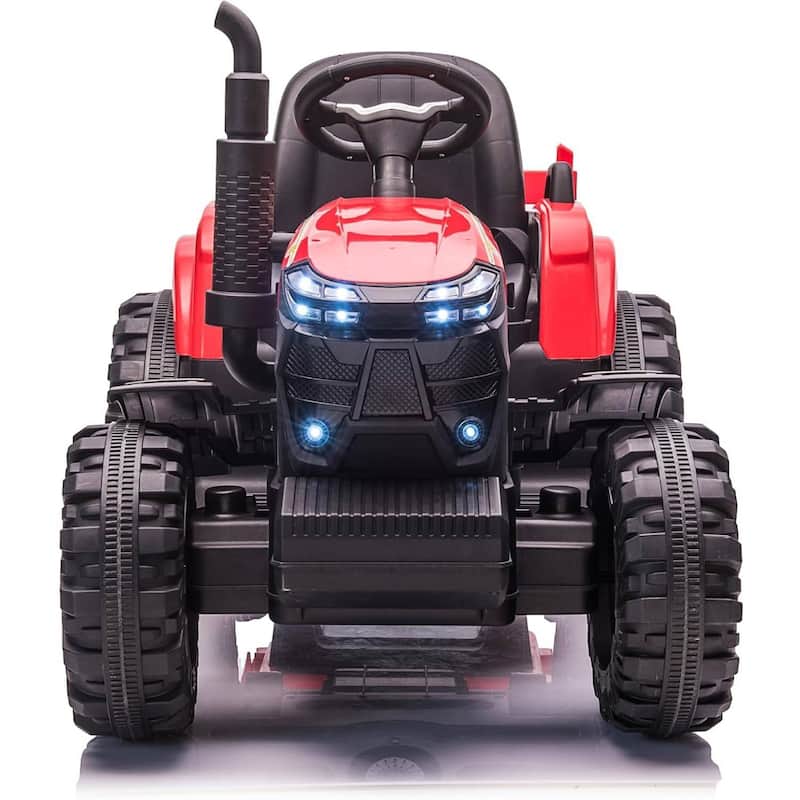 12V Electric Kids Ride On Tractor with Trailer for Boys & Girls Ages 3-6, Red