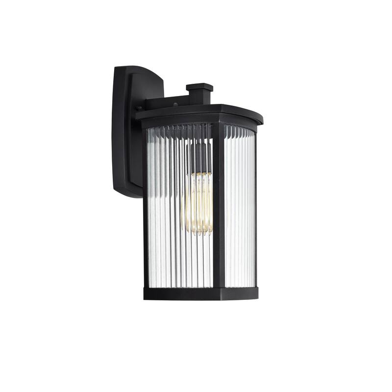 1-light Textured Black Outdoor Wall Lantern