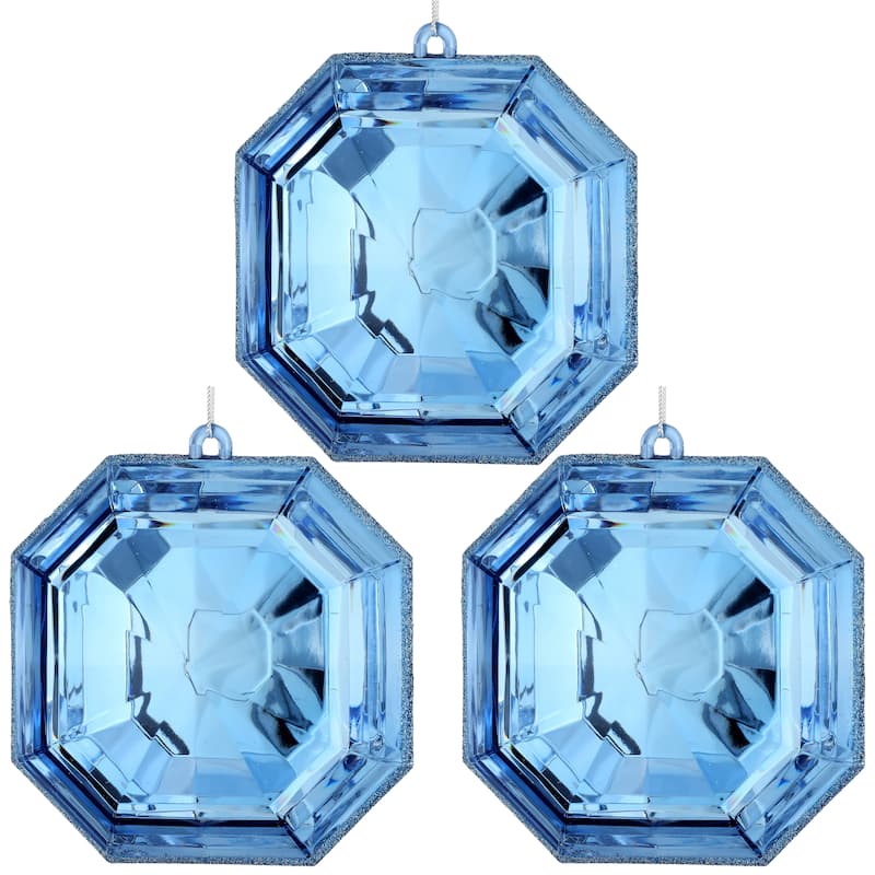 6" Acrylic Square Precious Gem Ornament Set of 3