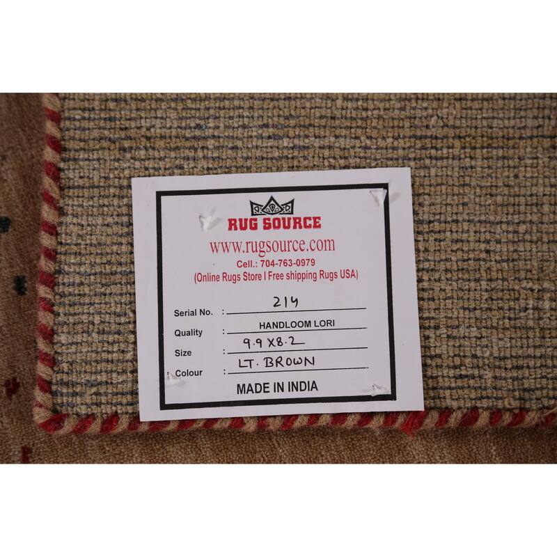 Hand Knotted Oriental 100% Wool Carpet Tribal Tribal Brown Gabbeh Area Rug - 9' 9'' X 8' 2''