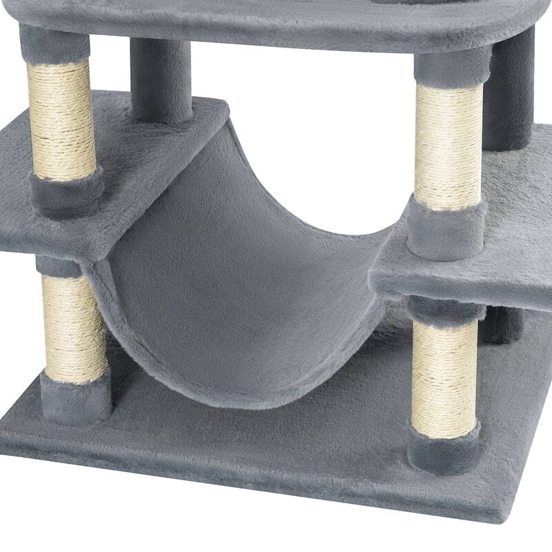 Adeco Cat Tree with Plush Hammock and Dangling Pompom