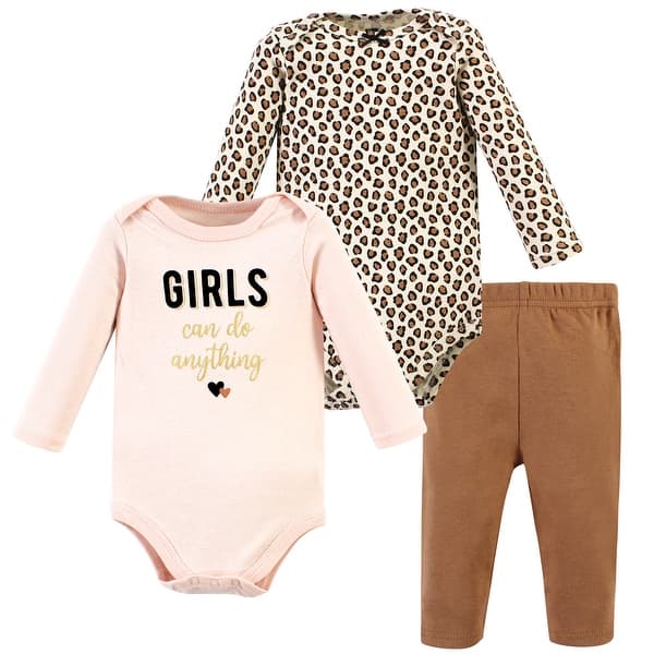 slide 1 of 1, Hudson Baby Infant Girl Cotton Bodysuit and Pant Set, Cinnamon Hearts Long Sleeve 0-3 Months - Cinnamon Hearts Long Sleeve