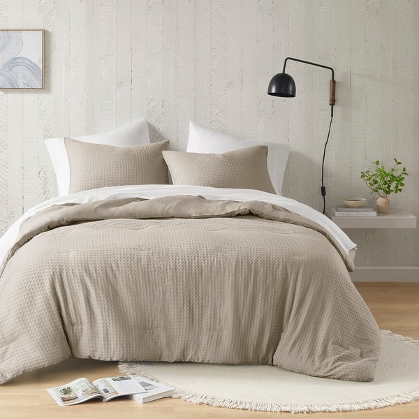 Chelsea Square Hanna Modern Boho Waffle Weave Textured Comforter Set - Neutral - King
