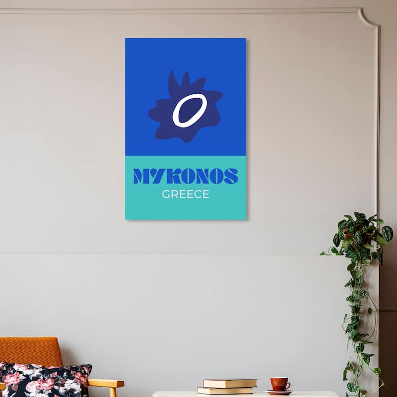 Wynwood Studio Canvas Nautical and Coastal Travel to Mykonos Blue Modern & Contemporary Wall Art Canvas Print