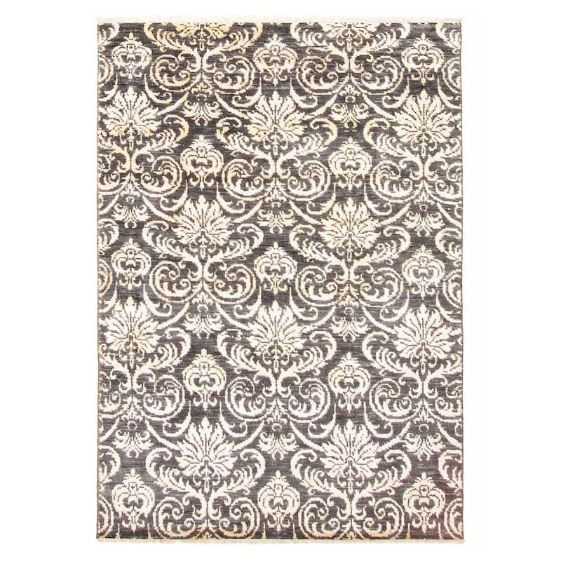 ECARPETGALLERY Hand-knotted Mystique Black Wool Rug - 4'8 x 6'7 - Black - 4'8 x 6'7