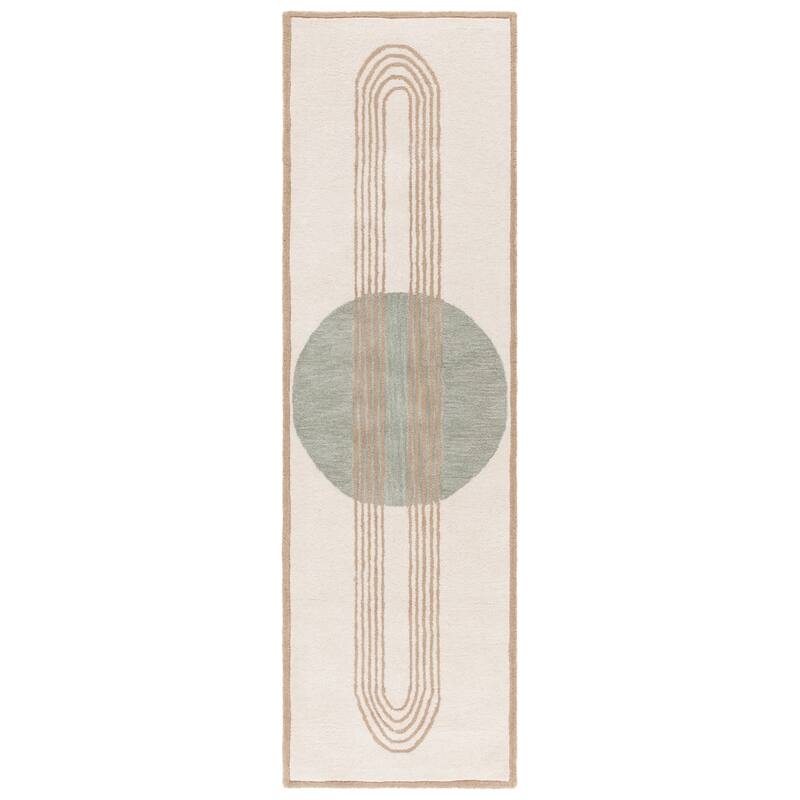 SAFAVIEH Handmade Rodeo Drive Jaylene Mid-Century Modern Wool Rug - 2'3" x 8' Runner - Ivory/Blue