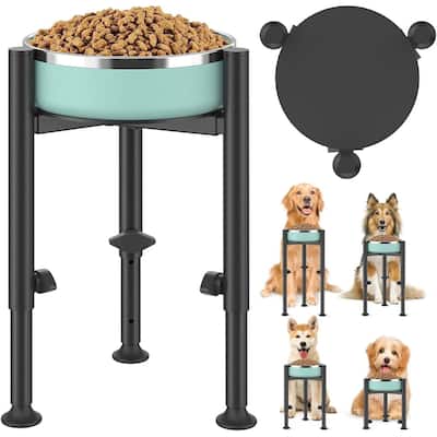 Adjustable Elevated Dog Bowl Stand for Medium and Large Dogs, 7-11" Wide, 4 Heights Metal Raised Feeder (Bowl Not Included)