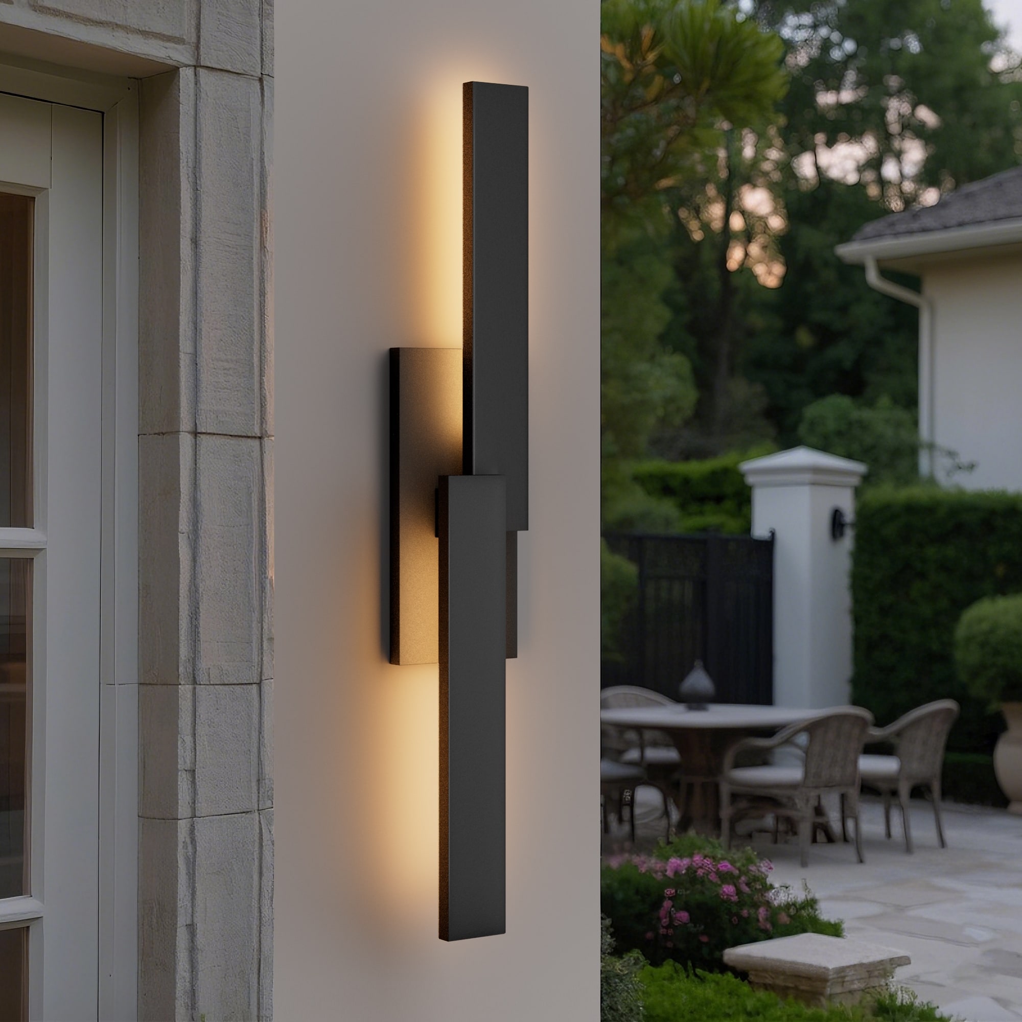 Modern Linear Matte Black Iron Integrated LED Outdoor/Indoor Wall Sconce
