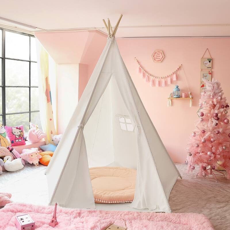 CO-Z Larger 85" H Kids Teepee Play Tent CPSC Certified - 47"x47"x82" - DIY Kits