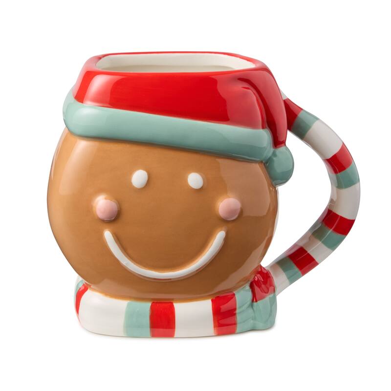 Certified International Christmas Whimsy Gingerbread Set of 4 3-D Mugs 18 oz.
