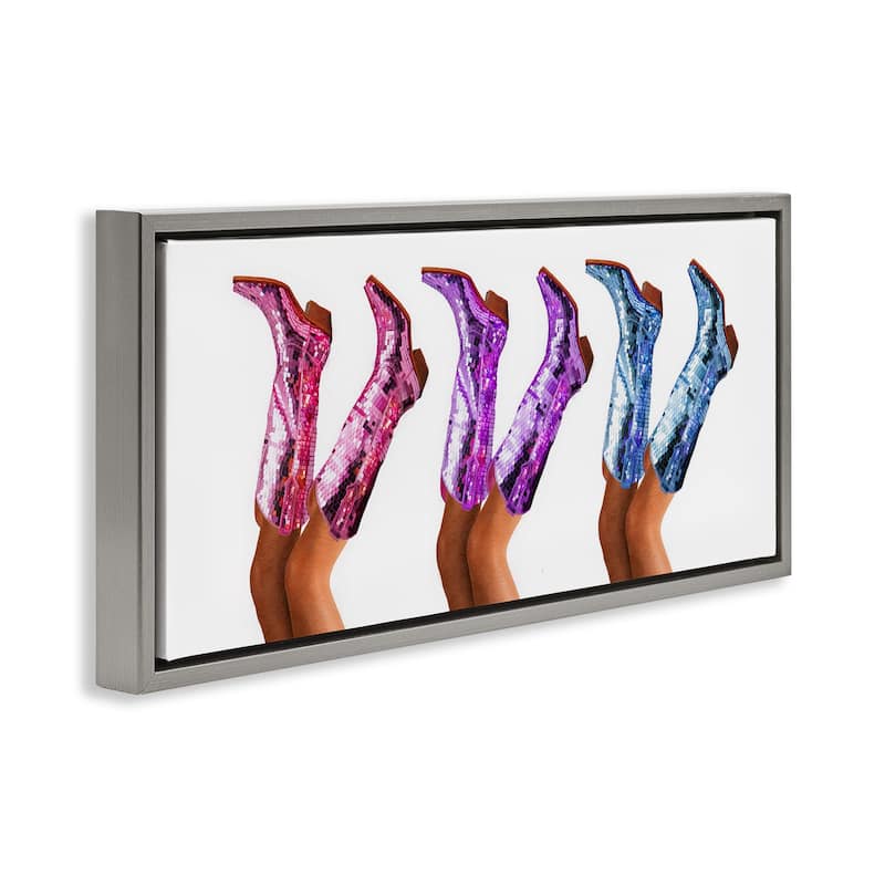 Stupell Trendy Glam Cowgirl Boots Framed Floater Canvas Wall Art Design By Amanda Greenwood