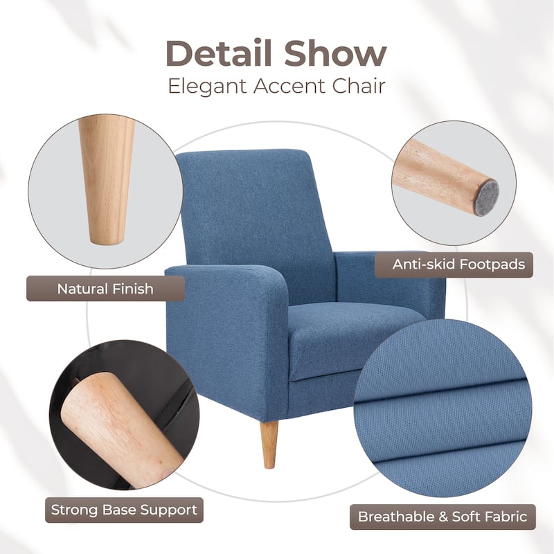 RENEWLINE Modern Accent Chair with Pillow & Walnut Legs - Lounge Seat for Living Room, Compact Design