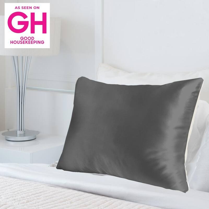 MYK Natural 25 Momme Silk with Cotton Underside Pillowcase - Standard - Charcoal Grey 