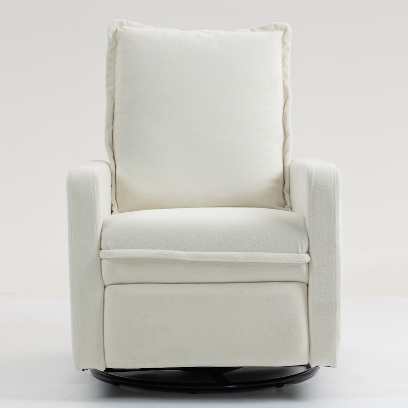 Cozy Short Plush Fabric 270° Swivel Rocker Chair Manual Recliner Chair