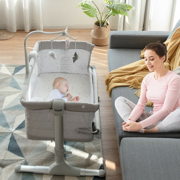 Gymax Portable Baby Bed Side Crib Height Adjustable W/ Music Box & - See  Details - On Sale - Bed Bath & Beyond - 32321823