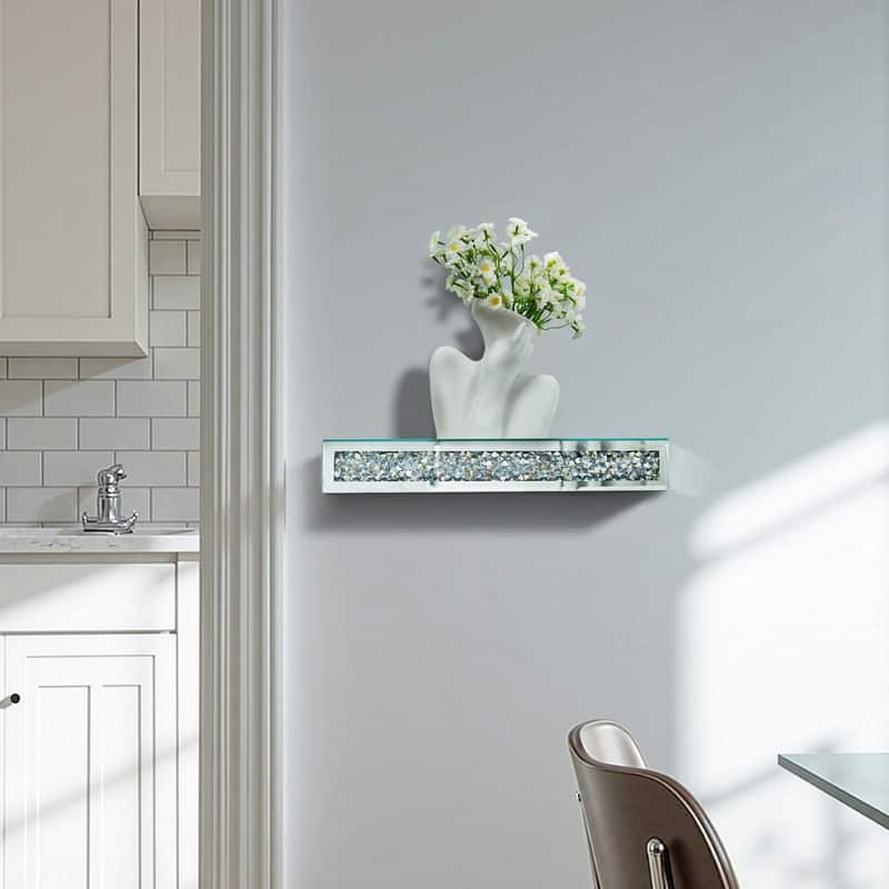 1 Pcs Crushed Diamond Display Shelves for Wall Stylish Floating Wall Mirrored Shelf