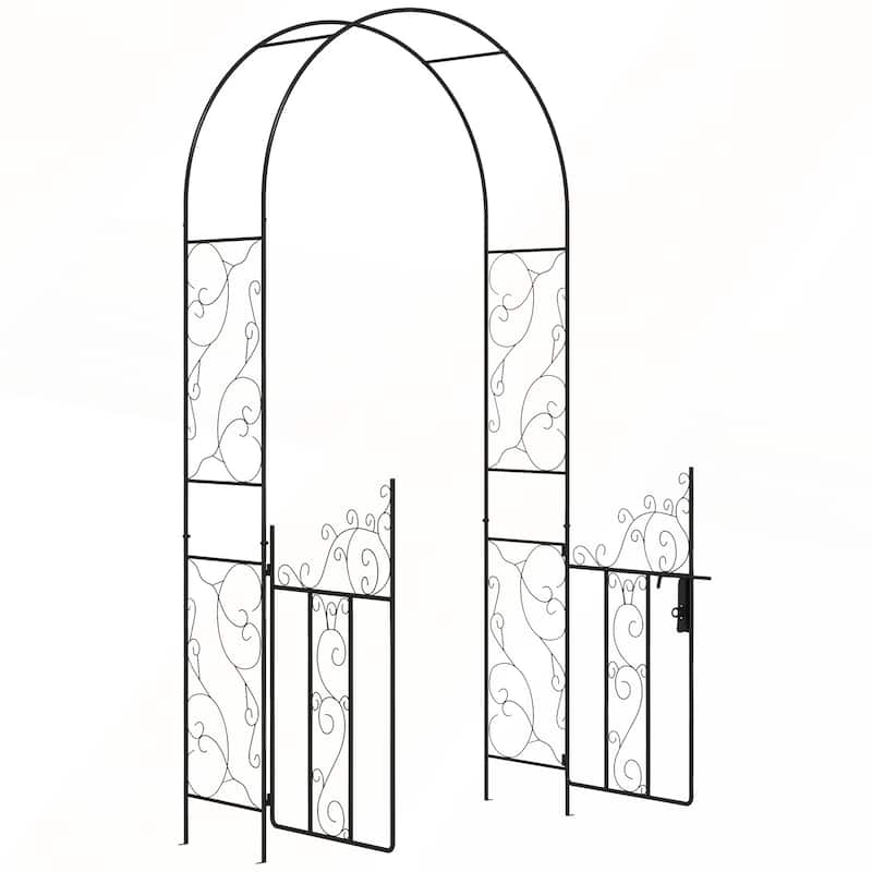 Outsunny Metal Garden Arch with Gate for Climbing Plants