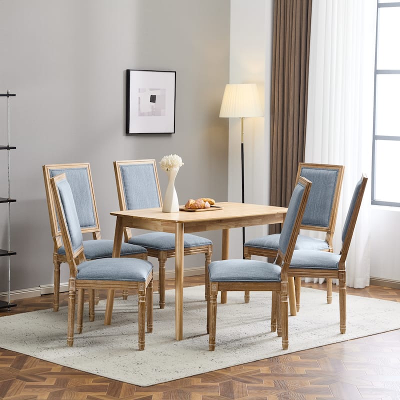 Modern 6 Piece Fabric Dining Chair with Backrest Cushions Wooden Legs for Dining Room Kitchen Living Room Bedroom