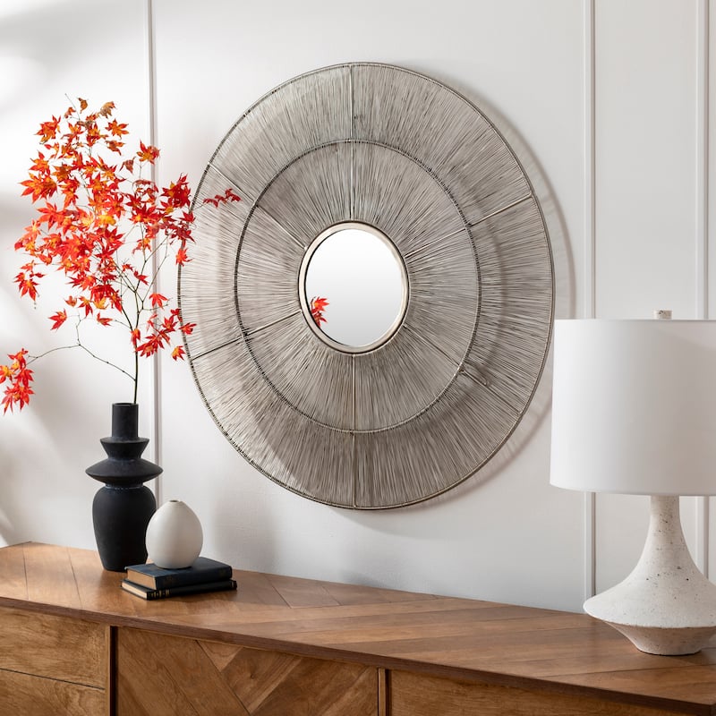 Noor Modern Sunburst Mirror - 36"H x 36"W x 1.5"D - 36"H x 36"W x 1.5"D - Silver