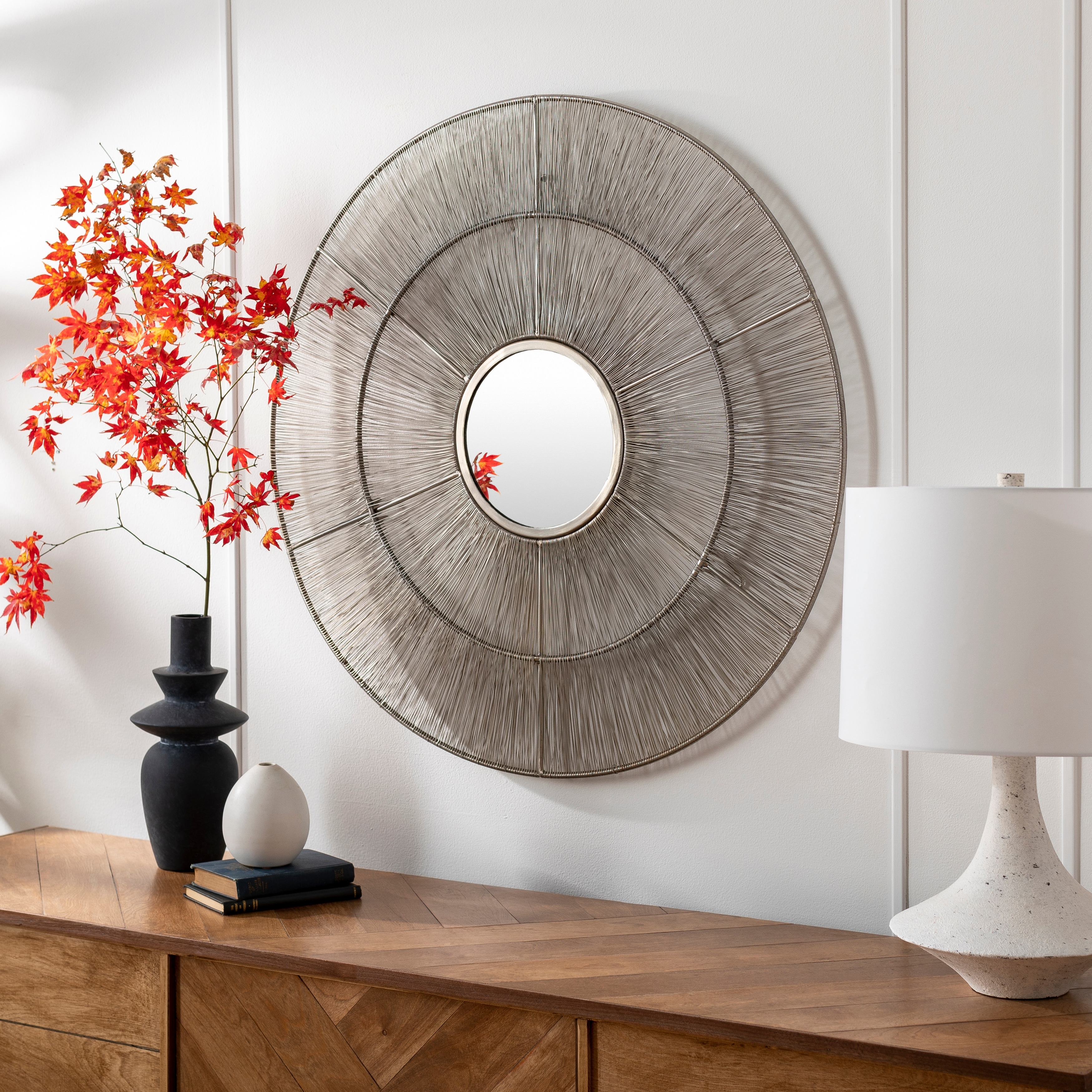 Noor Modern Sunburst Mirror - 36"H x 36"W x 1.5"D