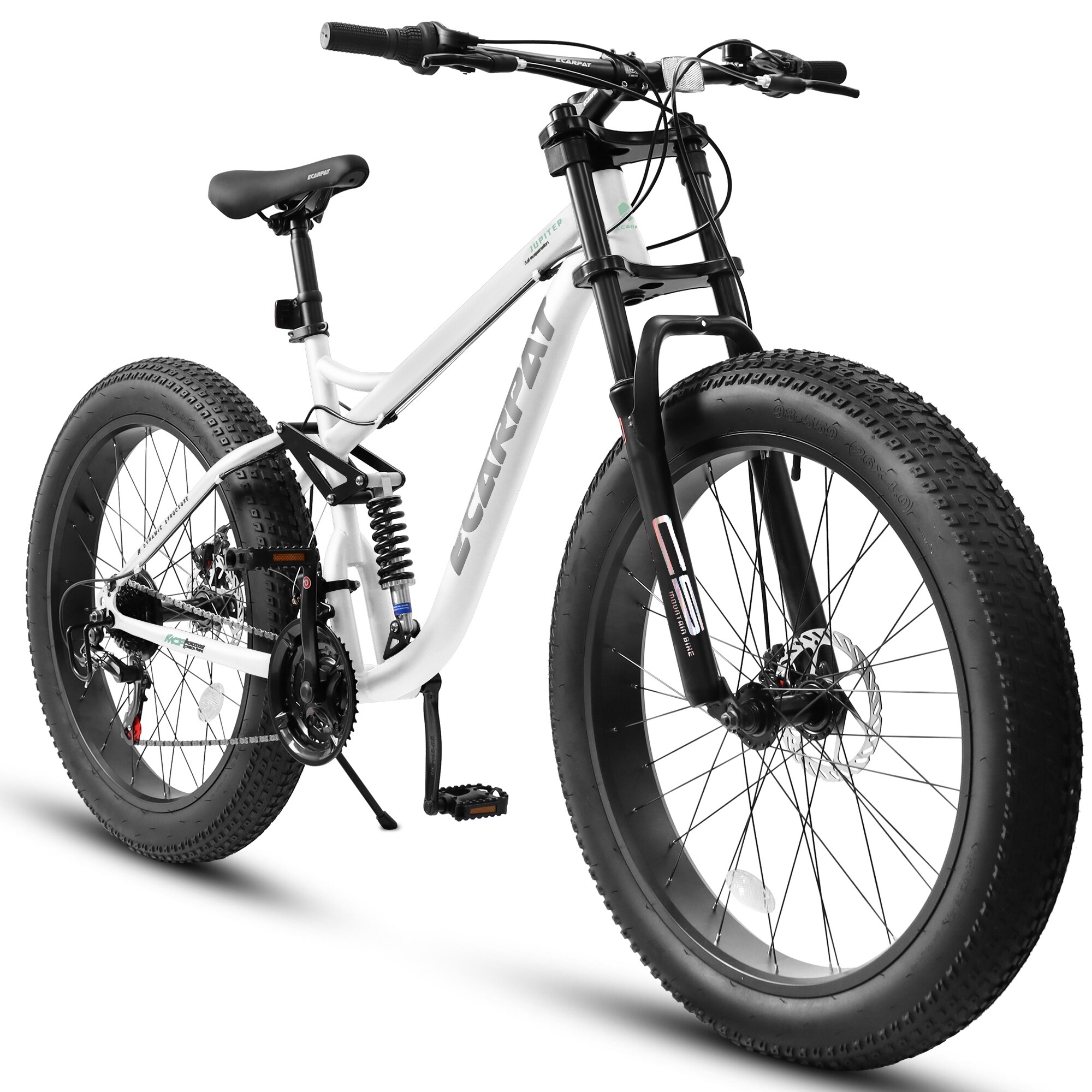 26 inch Mountain Bike Full Suspension 21 Speeds Drivetrain with Disc Brake MTB Bicycle 26 4 Fat tire Bike for Men Bed Bath Beyond 41002939