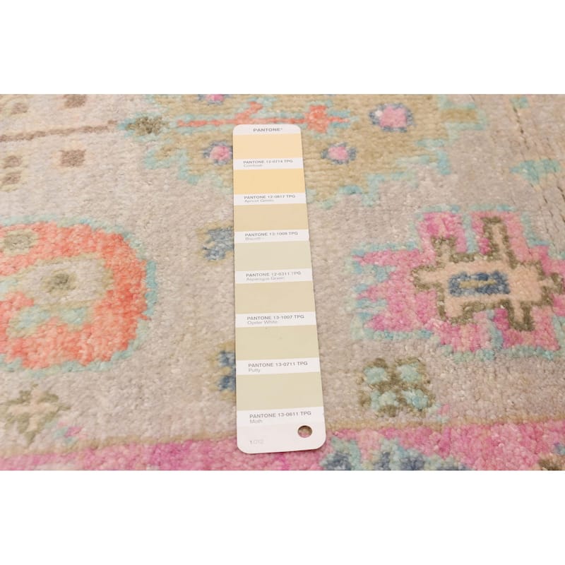 ECARPETGALLERY Hand-knotted Modern Oushak Light Khaki Wool Rug - 2'5 x 10'0