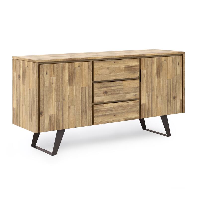 WYNDENHALL Mitchell Metal 60 inch Wide Rectangle Modern Industrial Sideboard Buffet in OAK WOOD - 60'' x 17'' x 30