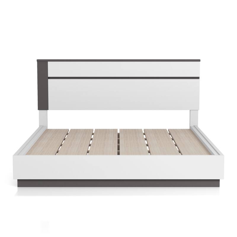 Conjira Modern White Wood 3-Piece Platform Bedroom Set (USB) by Furniture of America