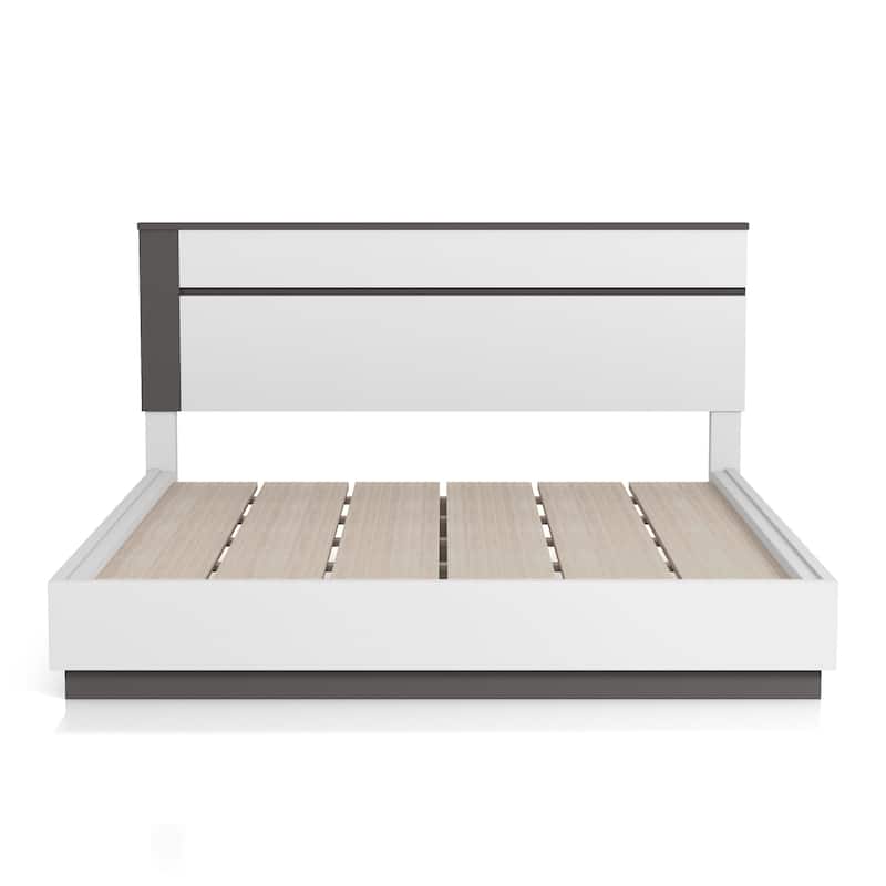 Conjira Modern White Wood 6-Piece Platform Bedroom Set (USB) by Furniture of America