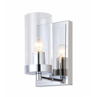 15 Inch Open Metal Frame Wall Sconce with Glass Shade and 6 Watt LED, Black main image 0