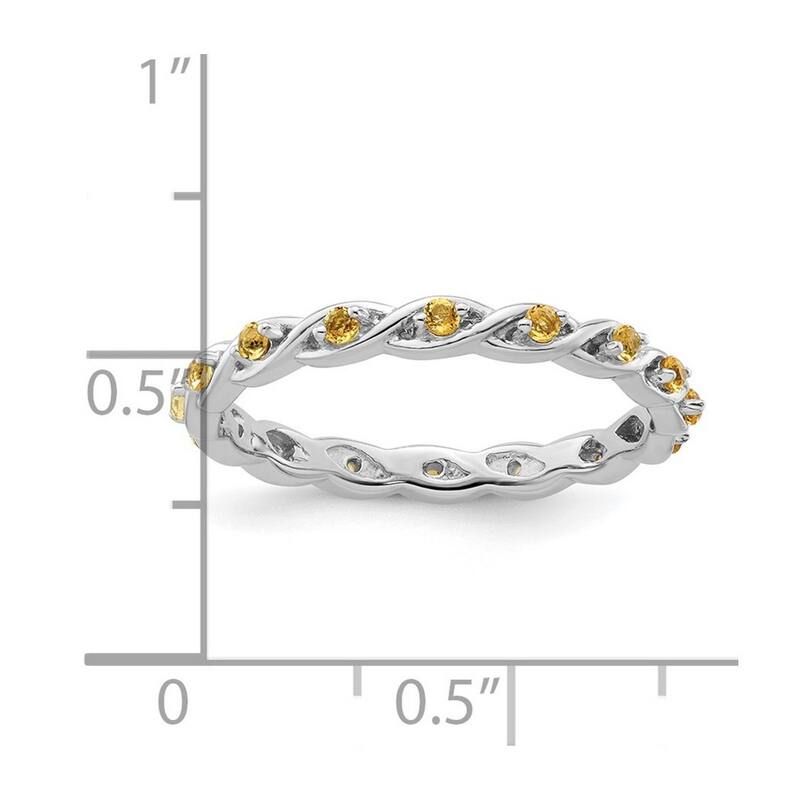 Curata 2.5mm 925 Sterling Silver Polished Prong set Stackable Expressions Citrine Ring