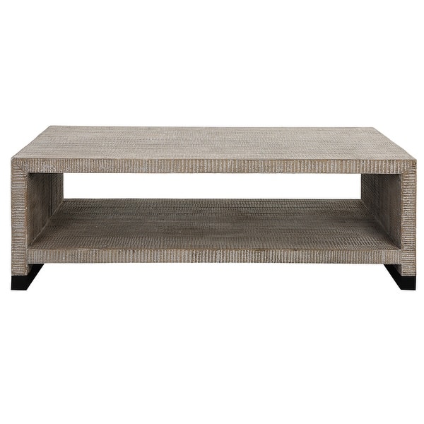slide 2 of 5, Uttermost Bosk White Washed Coffee Table - 54"W x 18"H x 30"D Beige - 54"W x 18"H x 30"D