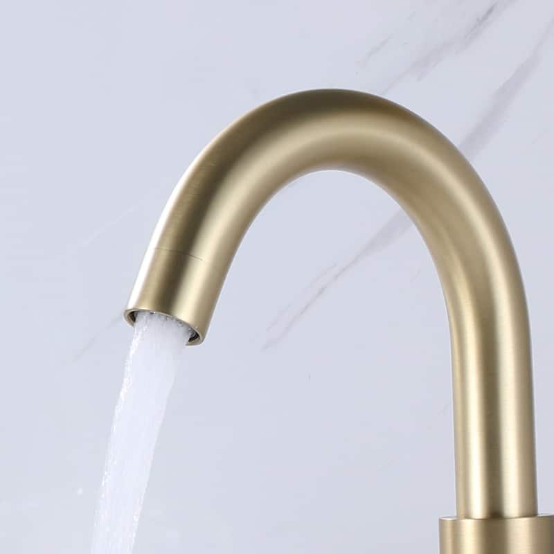 Luxury Brushed Gold 360 Swivel Bathroom Faucet Widespread with 2 Cross Handles