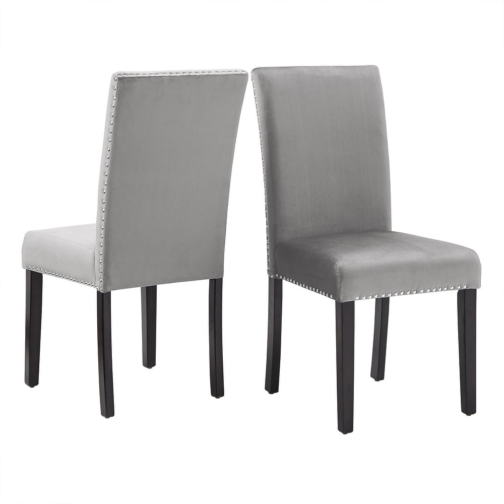 Balmforth Nailhead Velvet Upholstered Dining Chairs (Set of 2) by iNSPIRE Q Classic