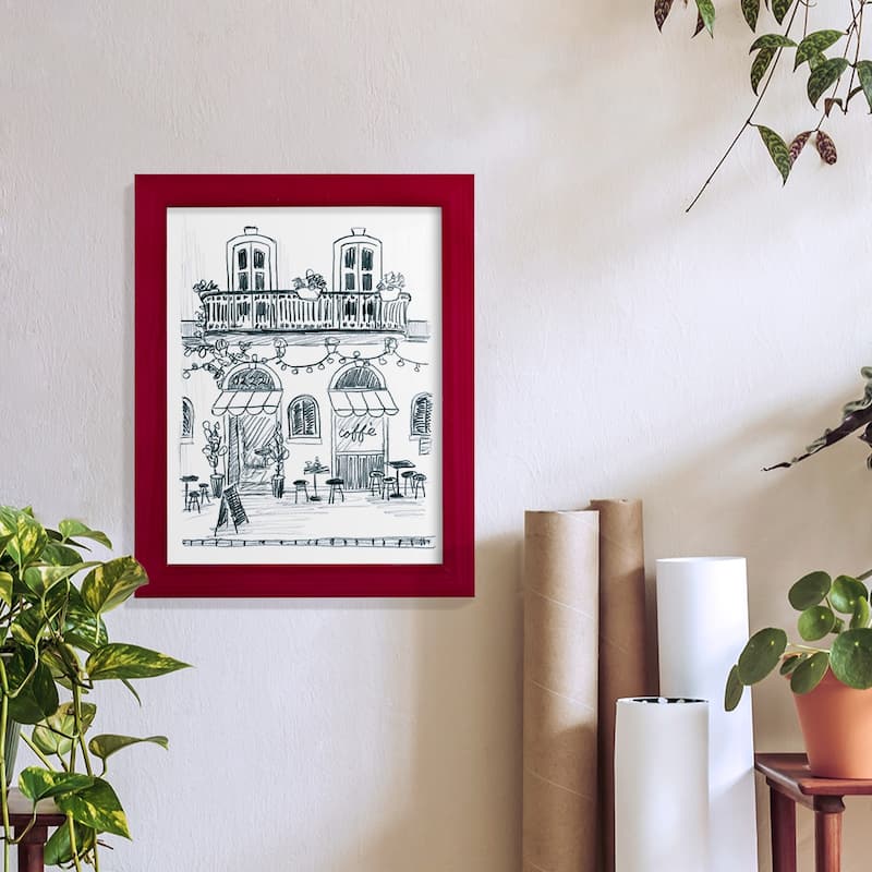 Italian Street Sketch II -Framed Print w/glass-Cherry Red