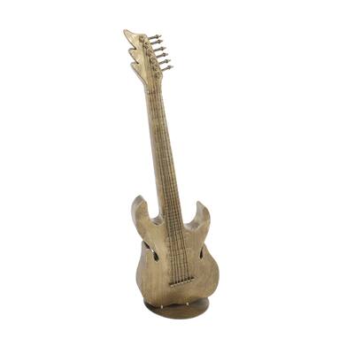 Metal Guitar Standing Sculpture with Round Base - Copper - Roche River Decor