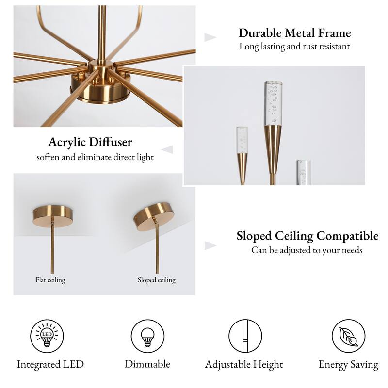 Modern Gold LED Chandelier 8-Light Wheel Candle Lights for Dining Living Room