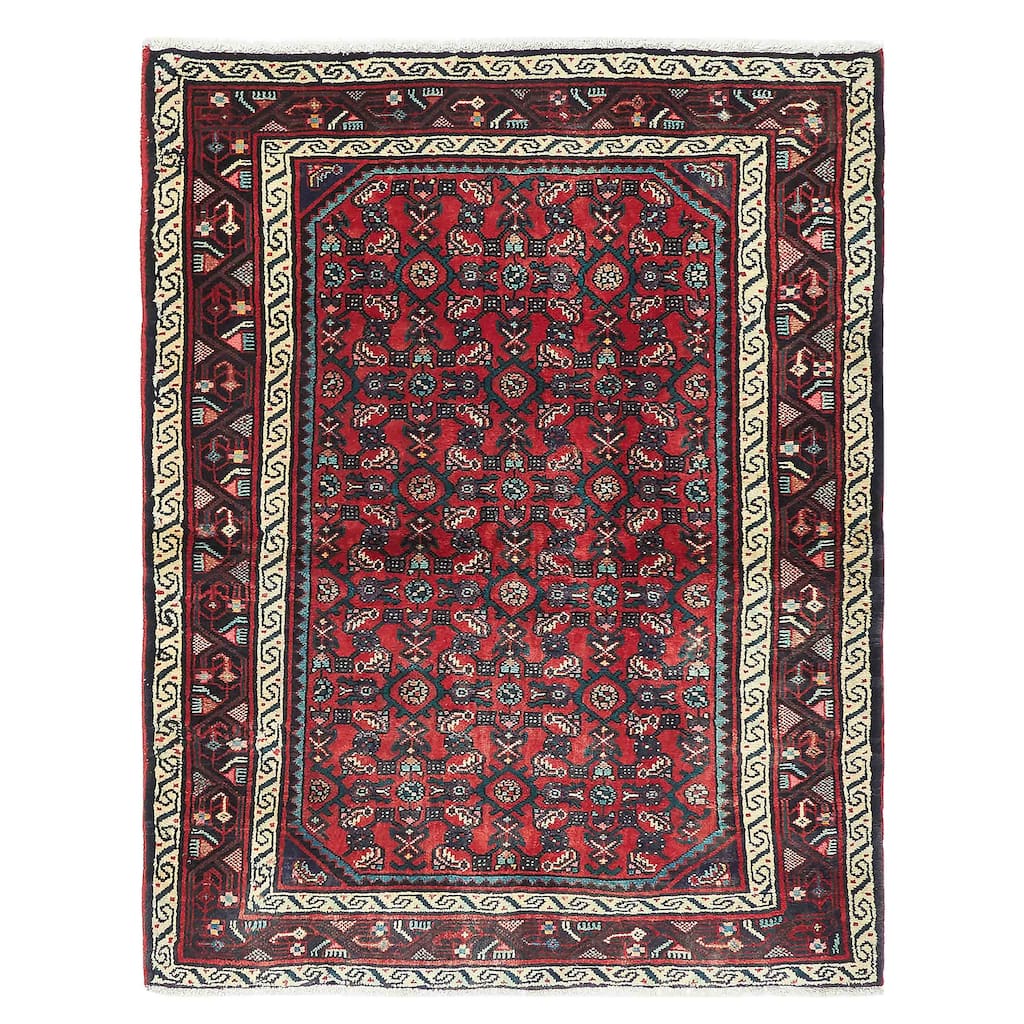 ECARPETGALLERY Hand-knotted Andelz Red Wool Rug - 3'7 x 4'10