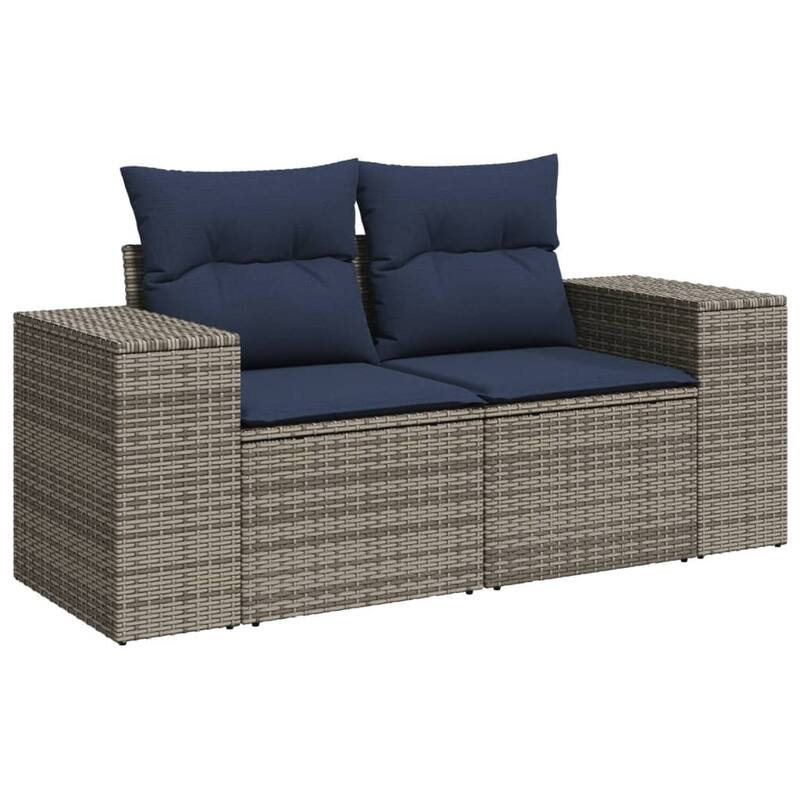 vidaXL 11 Piece Patio Sofa Set with Cushions Gray Poly Rattan