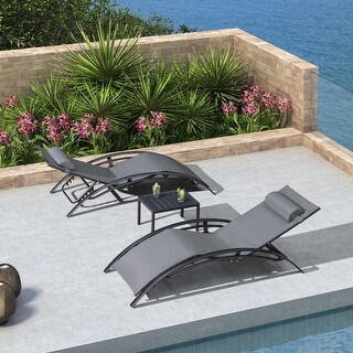 PURPLE LEAF Patio Outdoor Chaise Lounge Set, Side Table Included