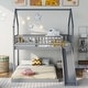 preview thumbnail 10 of 10, Twin over Full House Bunk Bed with Slide and Full-Length Guardrail