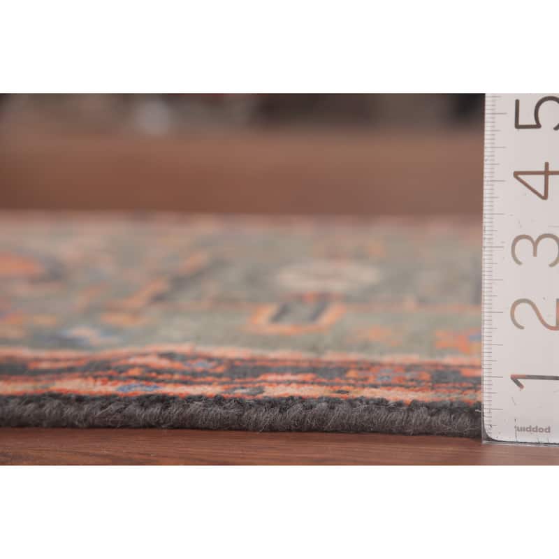 Geometric Kazak Runner Rug Handmade Grey Wool Carpet - 2'6"x 9'10"