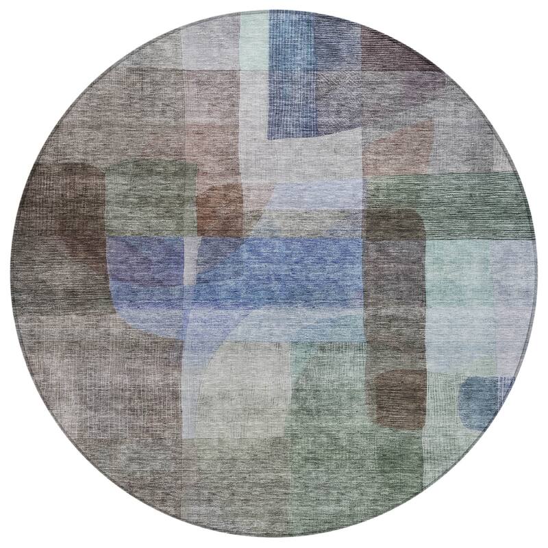 Machine Washable Indoor/ Outdoor Contemporary Abstract Chantille Rug