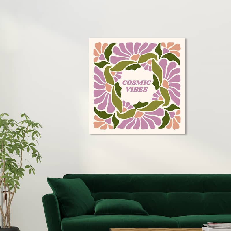 Wynwood Studio Canvas Typography and Quotes Cosmic Vibes Florals Purple Modern & Contemporary Wall Art Canvas Print