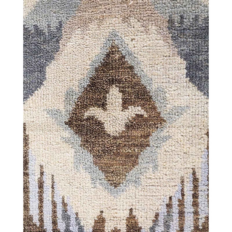 Ikat One-of-a-Kind Handmade Area Rug - Beige, 8' 0" x 9' 10" - 8' 0" x 9' 10"