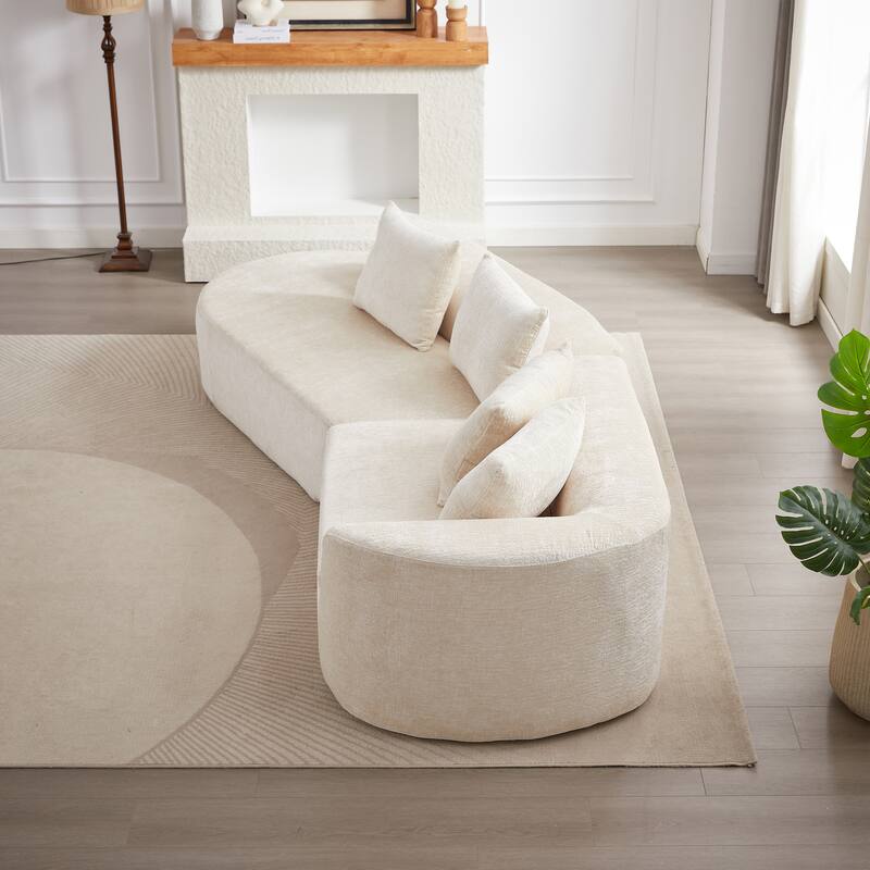 114" Chenille Deep-Seat Sectional Sofa with 4 Pillows