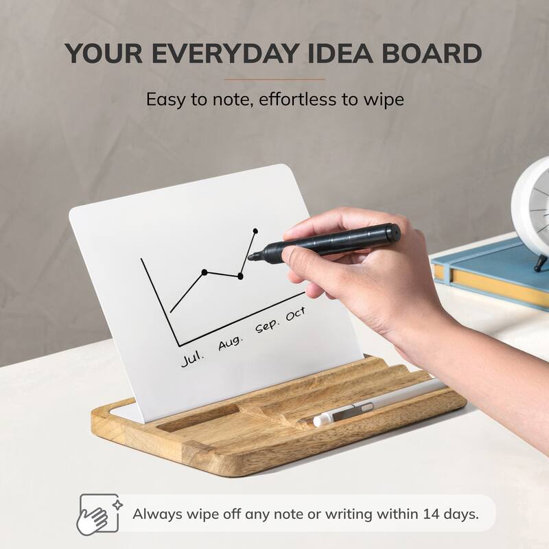 Jani Wooden Desk Organizer with Magnetic Whiteboard - Solid Wood, Hidden Storage & Anti-Skid Base for Home, Office & Workspaces