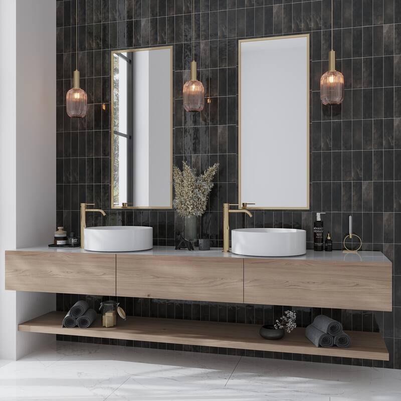 Apollo tile 2.5" x 8" Antiek Glossy Black Ceramic Tile (5.38 sq ft/case) - 38 Pack